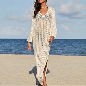 Cream Crochet Knit Cover-Up